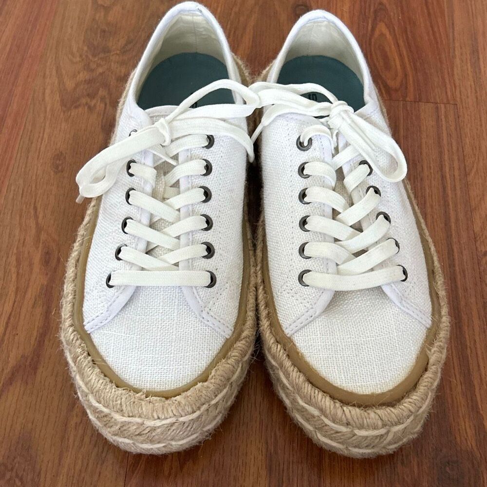 Seavees white canvas and jute sneakers 7 women's